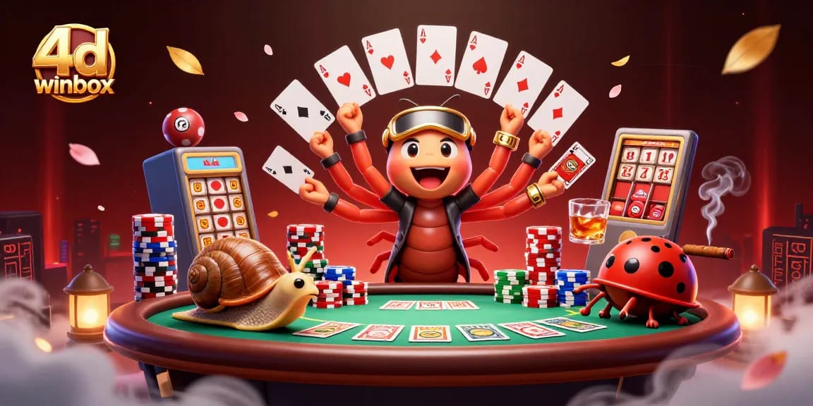 Participate in exciting 4d winbox lottery draws with vibrant 3D cartoon illustration emphasizing prizes, games, and strategy.